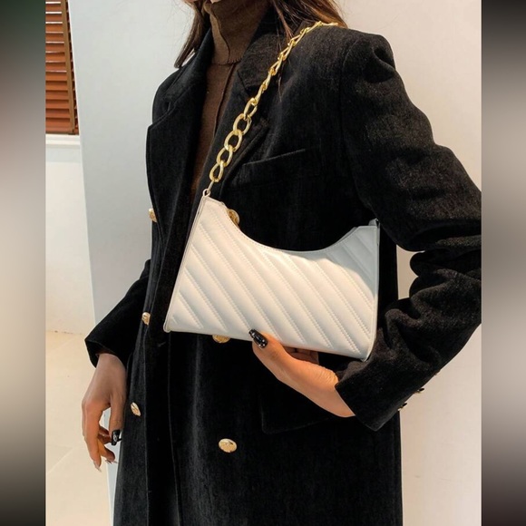 Boho vegan leather quilted shoulder bag
